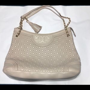 Large Tory Burch quilted leather Fleming handbag